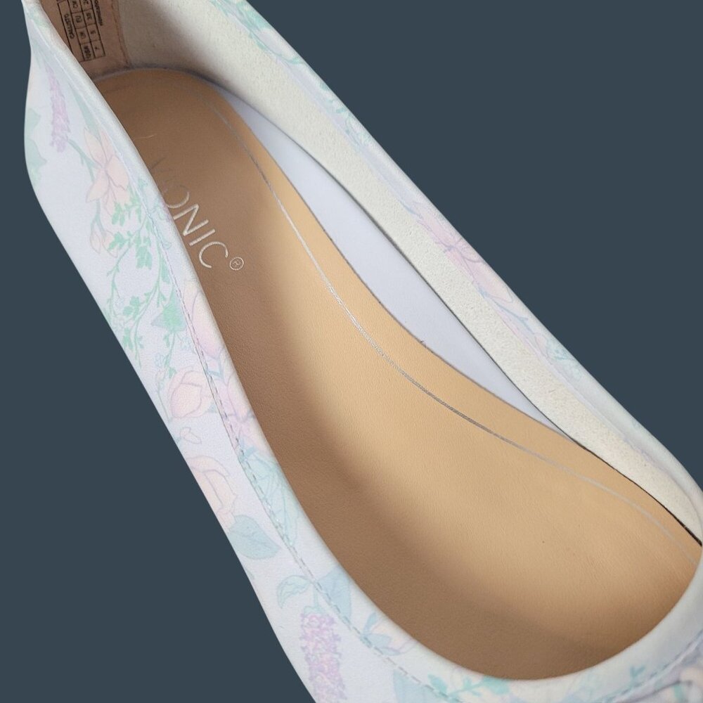 Vionic Callisto Womens Floral/Botanical Leather Flats Size 7 Pale Blue Orthaheel - Picture 10 of 15